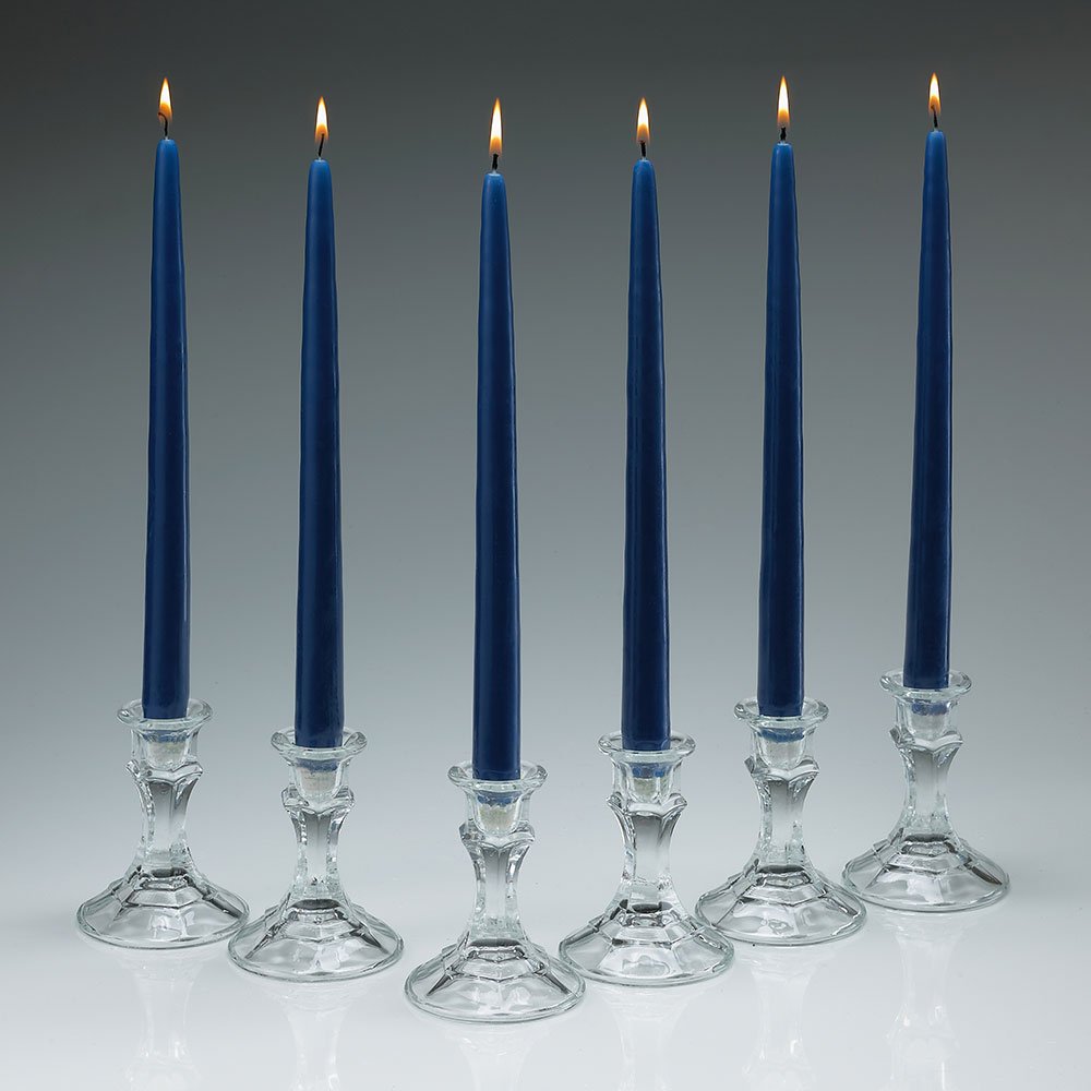 Premium Unscented Cobalt Blue Taper Candles - 12 Inch Height, 3/4 Inch Diameter - Set of 12 Long-Lasting Candles (10 Hour Burn Time) for Dining Table, Wedding Centerpieces & Romantic Ambiance