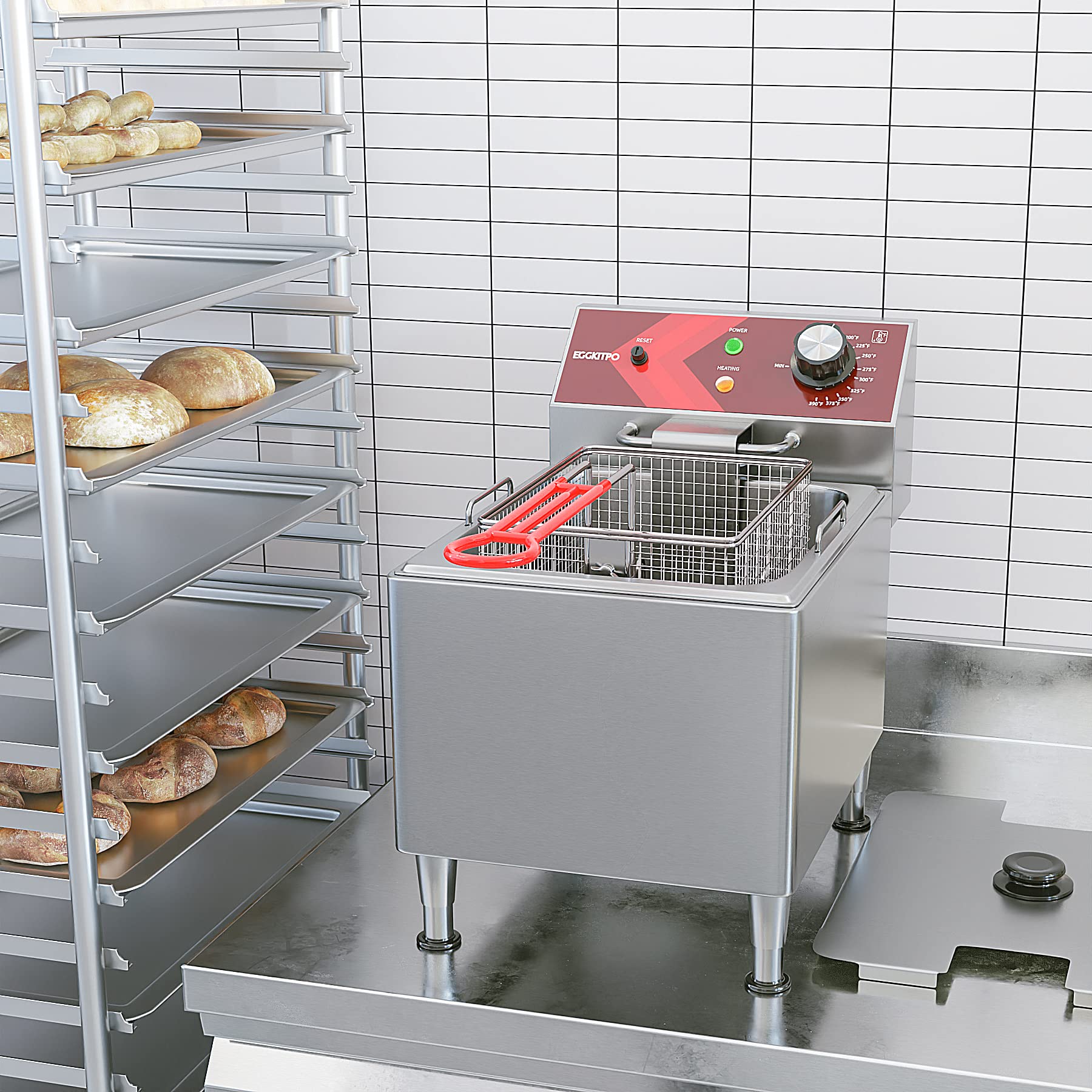 12L Commercial Electric Deep Fryer with Basket - Stainless Steel Countertop Fryer for Restaurants & Home Use - Extra Large Frying Basket & Lid - 120V 1800W - Perfect for Frying Chicken, Fish, Fries & Donuts