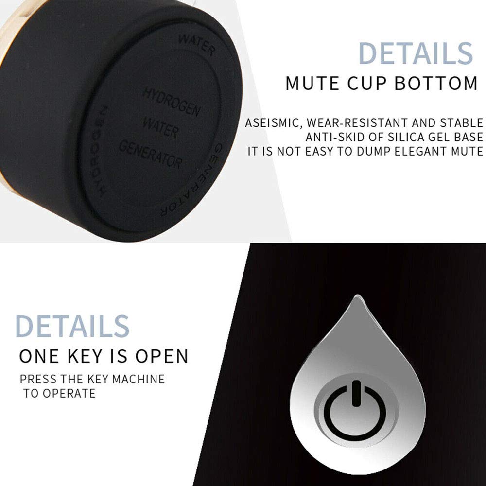Gaone Hydrogen Water Generator Bottle - 420ML Portable Hydrogen Rich Water Maker with 1500PPB, USB Rechargeable Drinking Cup (Black) for Home, Office & Travel Hydration