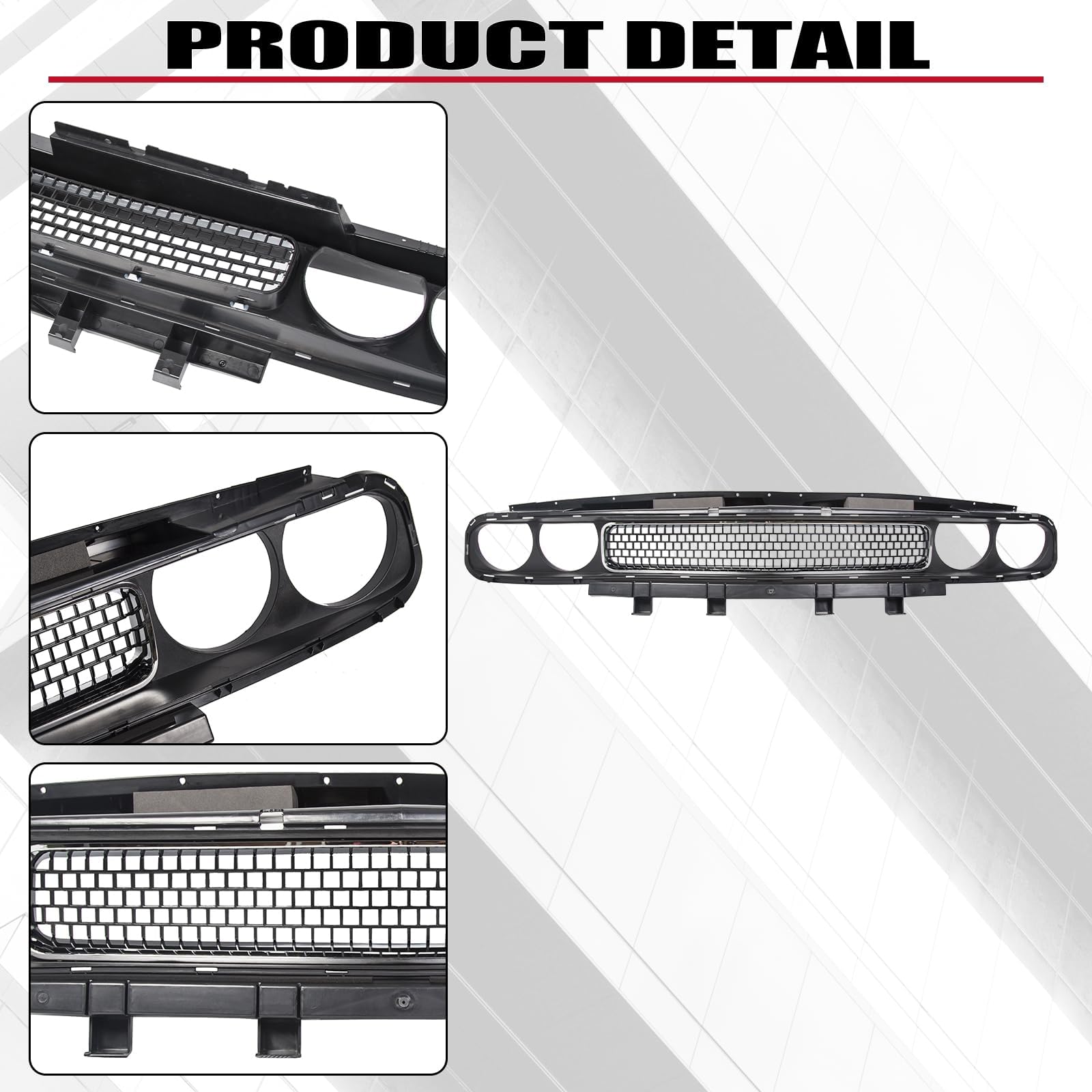 HECASA Chrome Front Bumper Upper Grille Replacement for 2008-2014 Dodge Challenger - Compatible with CH1200338 & 68043388AB - Perfect for Car Restoration & Custom Upgrades