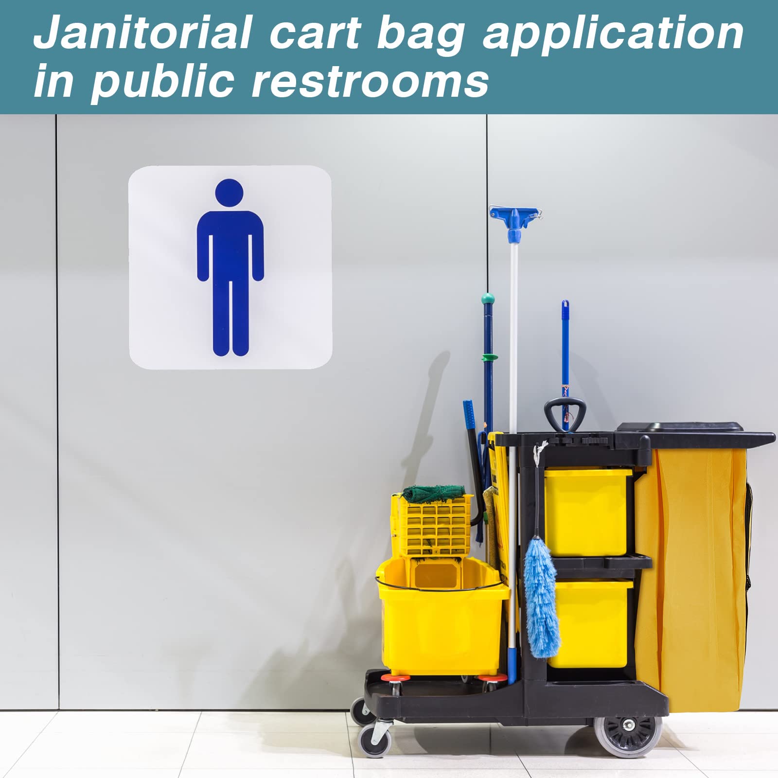 24 Gallon Commercial Cleaning Cart Bag - Heavy Duty Zippered Janitorial Cart Replacement Bag (33 x 16.8 x 10.5 Inch) - Yellow (1 Pack) - Ideal for Housekeeping Carts, Hotels, Schools & Office Cleaning