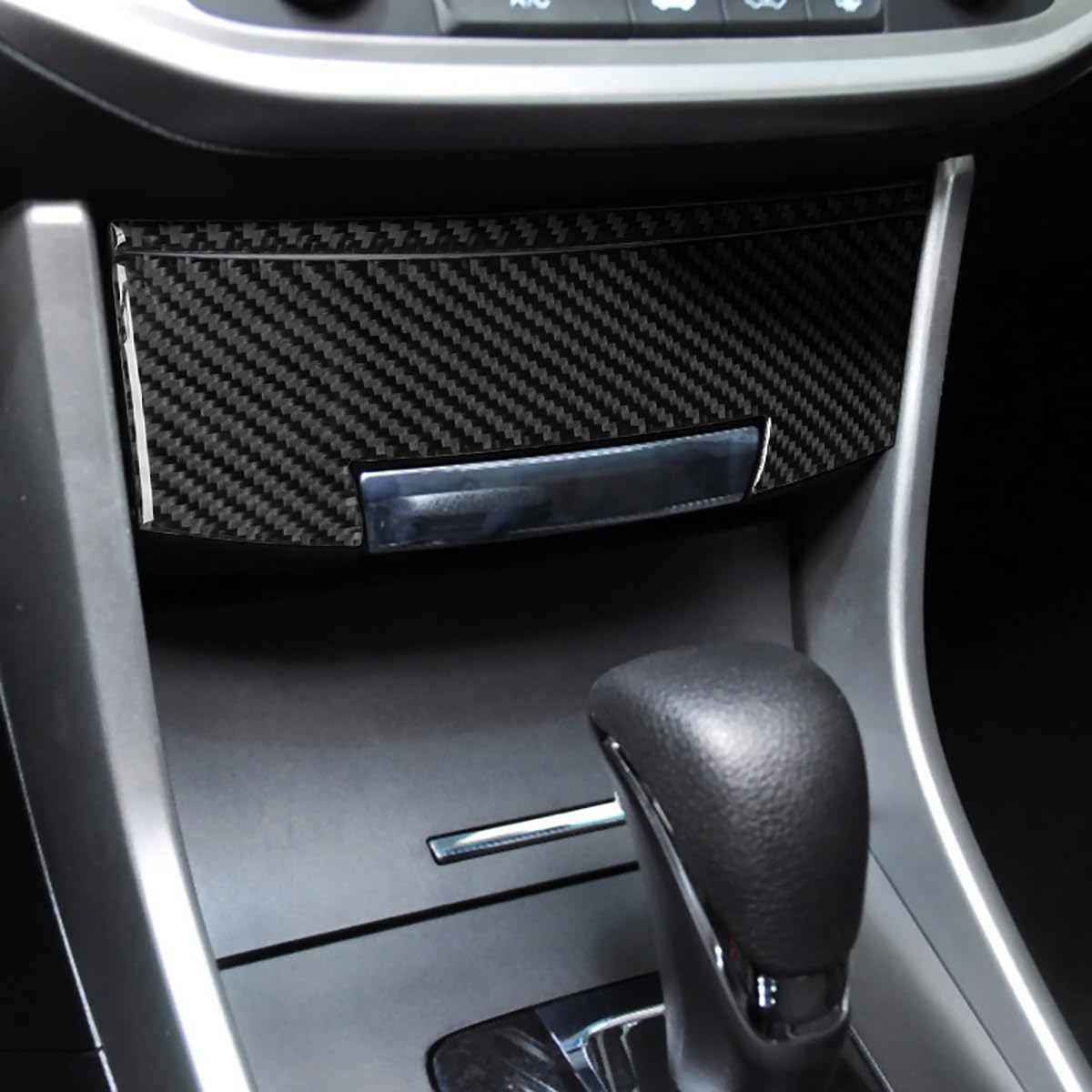 Genuine Carbon Fiber Car Center Control Storage Panel Sticker for 2013-2017 Honda Accord - Waterproof, Metal, Powder Coated, Gray - Perfect for Interior Customization & Protection