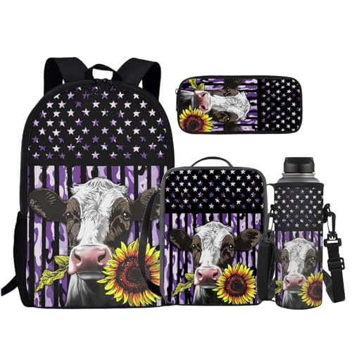 Purple American Flag Sunflower Cow
