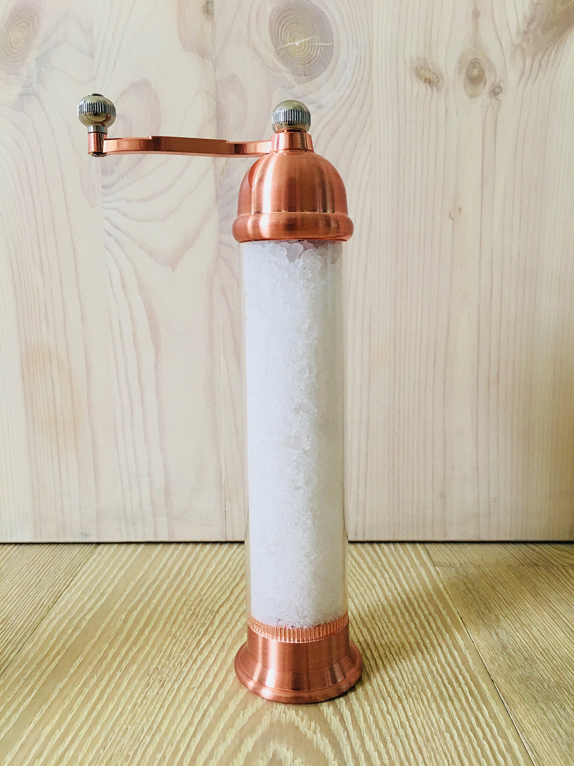 Premium Greek Rose Gold Pepper & Salt Grinder Set - Stainless Steel & Acrylic Mill for Kitchen, Dining Table, Restaurant - Perfect for Gourmet Cooking & Gift Giving