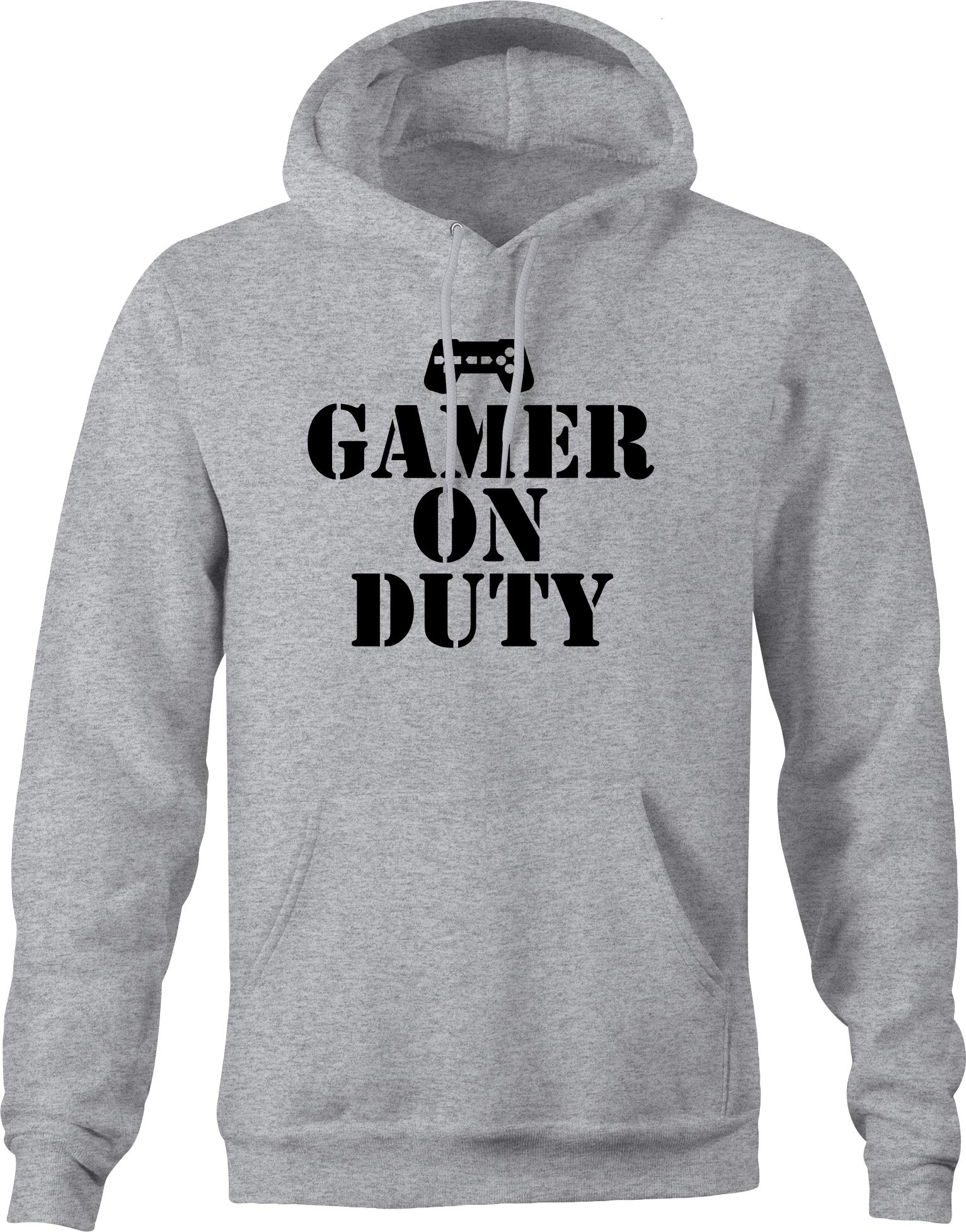 Gamer on Duty Controller Nerdy Video Games Pullover Hoodie - Medium Gray for Casual Gaming & Lounge Wear
