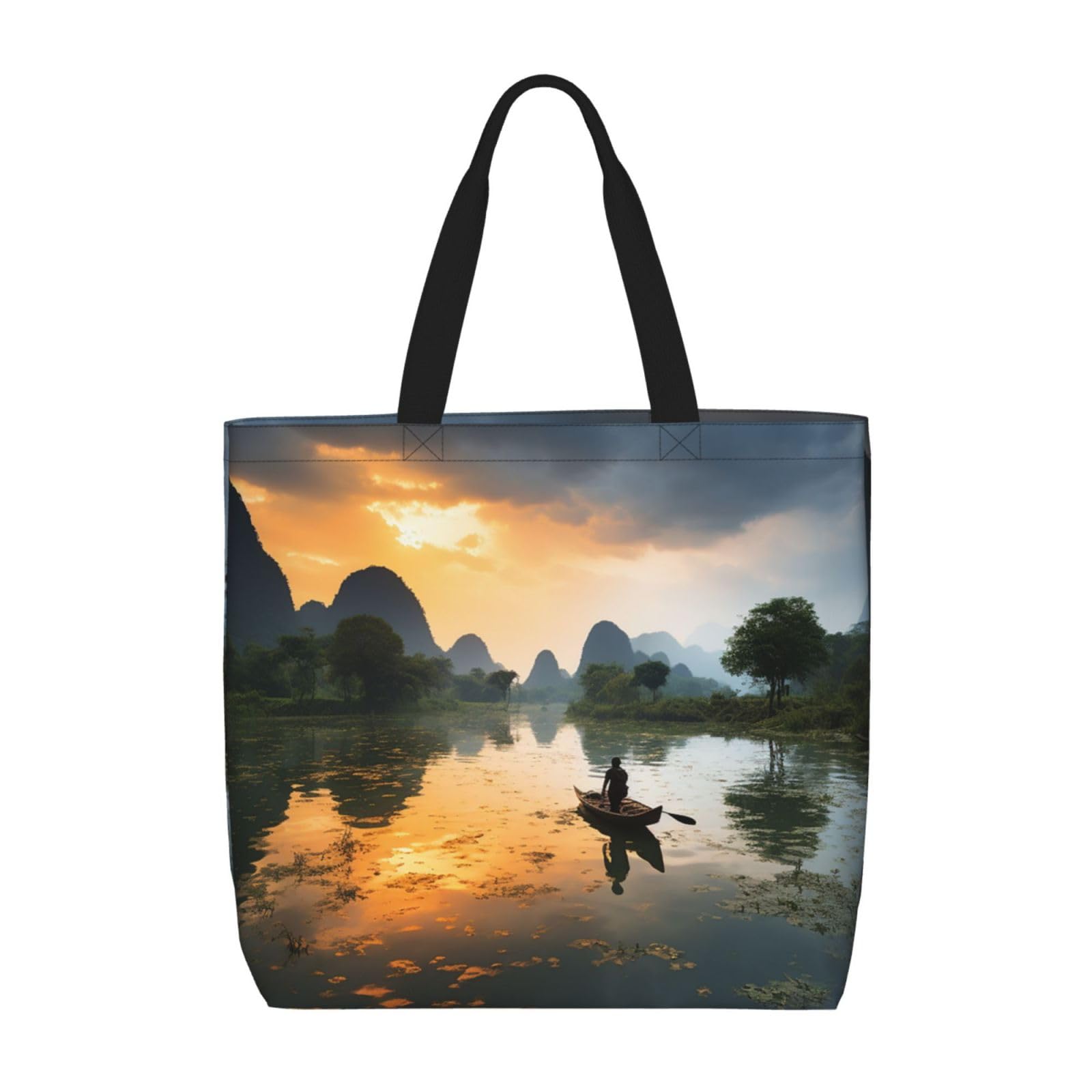Stylish HJBNW Tote Bag for Women & Men - Large Zippered Shoulder Bag, Reusable Grocery Bag with High Capacity - Perfect for Boating, Lake Trips, Shopping & Daily Use