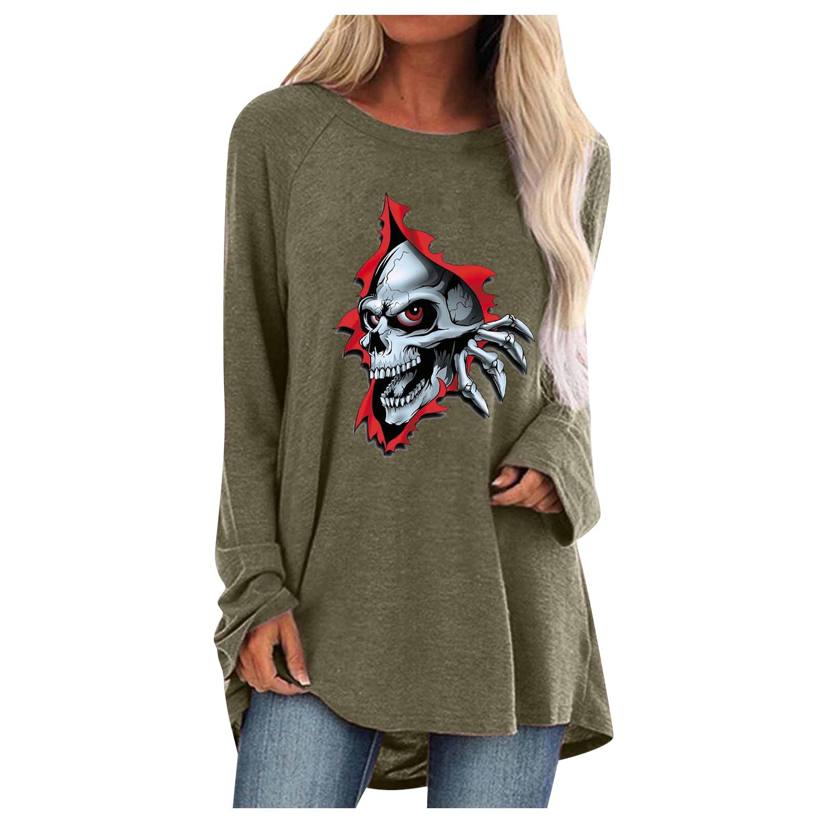 Vintage Graphic Long Sleeve Crop Tops for Women - Round Neck Sweatshirts, Gym Blouses & Dressy Tops | Casual Wear, Workout Outfits & Street Style Fashion