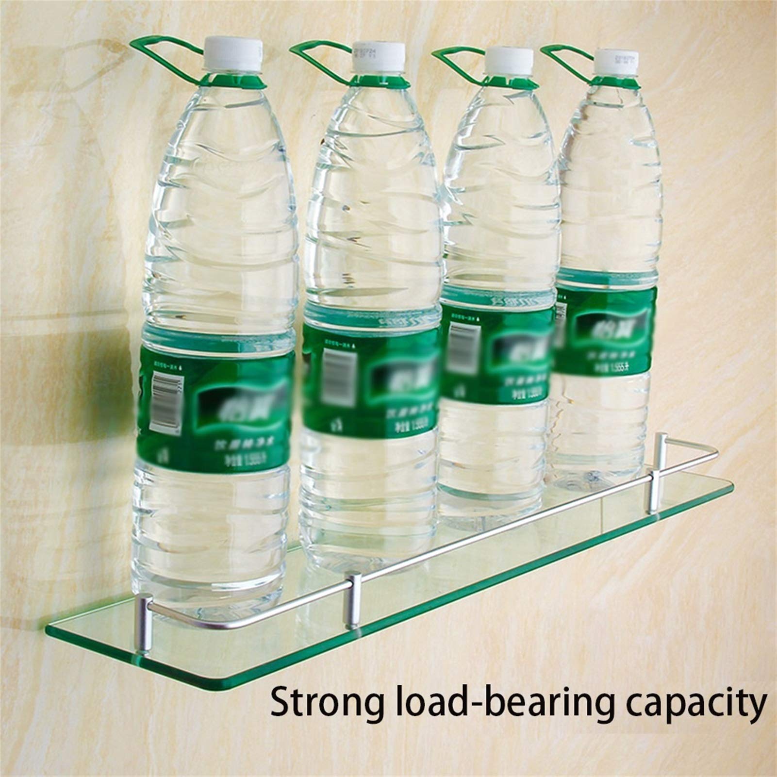 Floating Glass Shelves for Shower - Wall Mounted Bathroom Storage Organizer with Aluminum Brackets - Easy to Install Hanging Shelf (35cm) - Perfect for Shampoo, Soap & Towel Storage in Bathroom