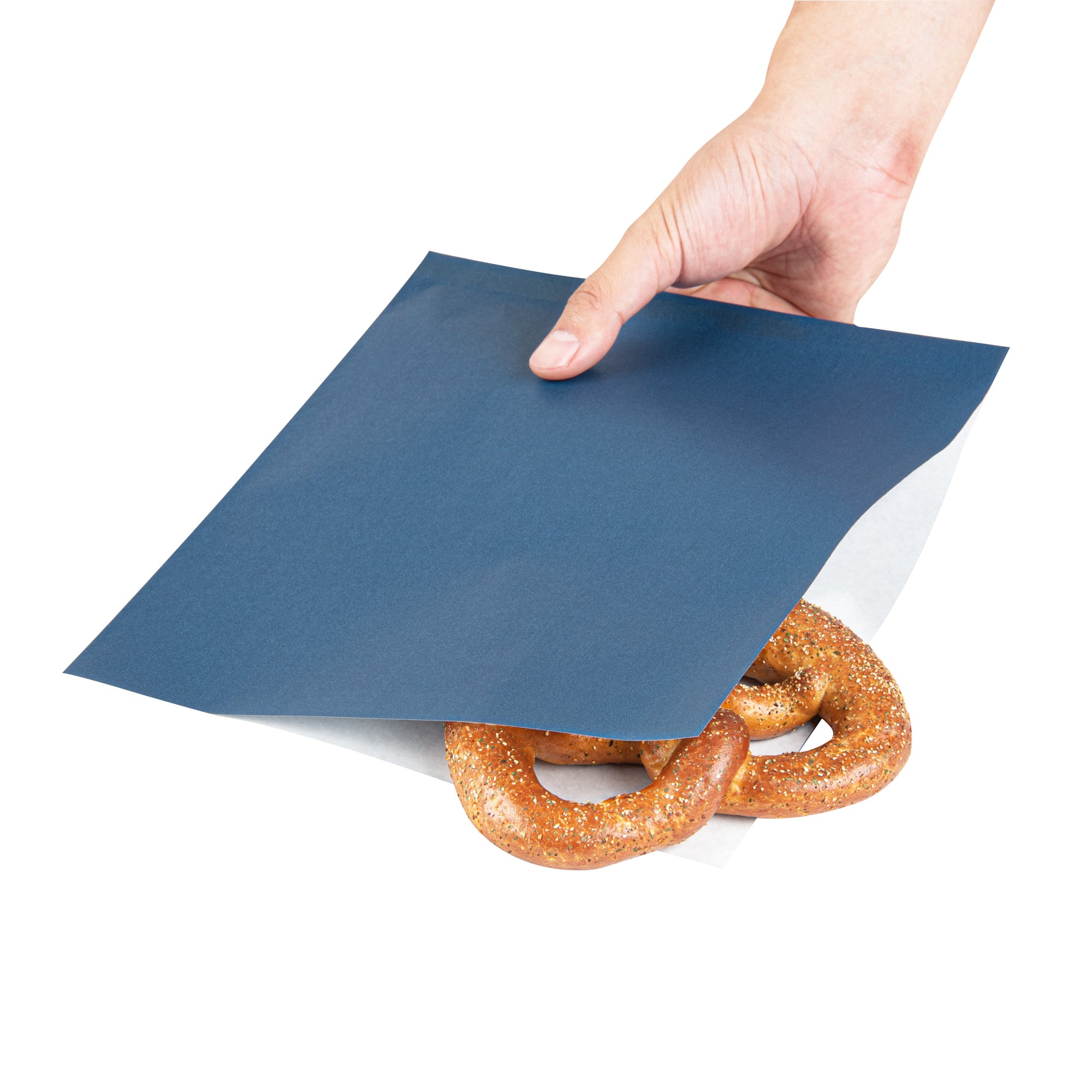 Midnight Blue Greaseproof Double Open Paper Bags - 10 x 9 Inches, 100 Count Box - Perfect for Bakery, Takeout & Food Storage