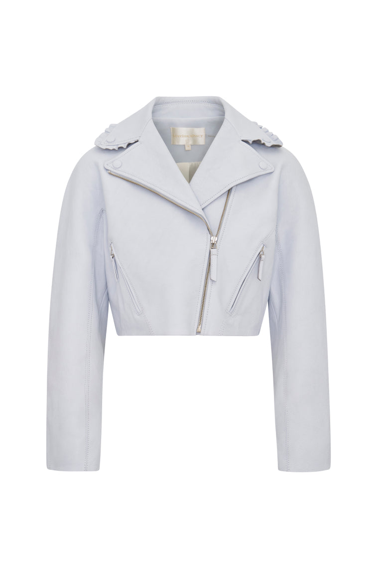 Rheisa Cropped Leather Moto Jacket for Women - Stylish Vegan Biker Jacket with Zipper Details | Perfect for Motorcycle Riding, Night Out, and Fall Fashion
