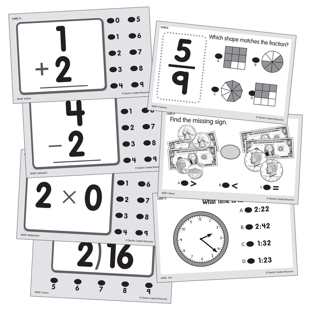 Teacher Created Resources Power Pen Learning Math Quiz Cards - Set of 7 | Interactive Math Practice for Kids | Perfect for Homeschooling & Classroom Learning Activities