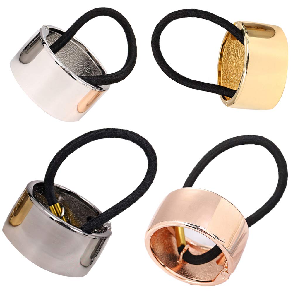 Metal Hair Cuffs & Ponytail Holders for Women - 4pcs Fashion Hair Accessories for Daily Styling