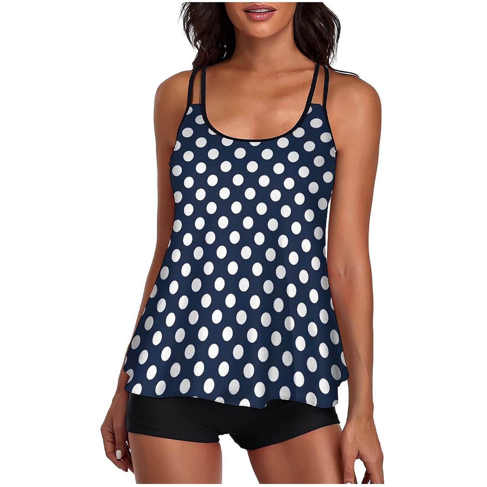 Anjikang Women's Tropical Print Tankini Set - Sexy Blouson Swimwear for Beach, Pool & Vacation | Casual Summer Swim Suit