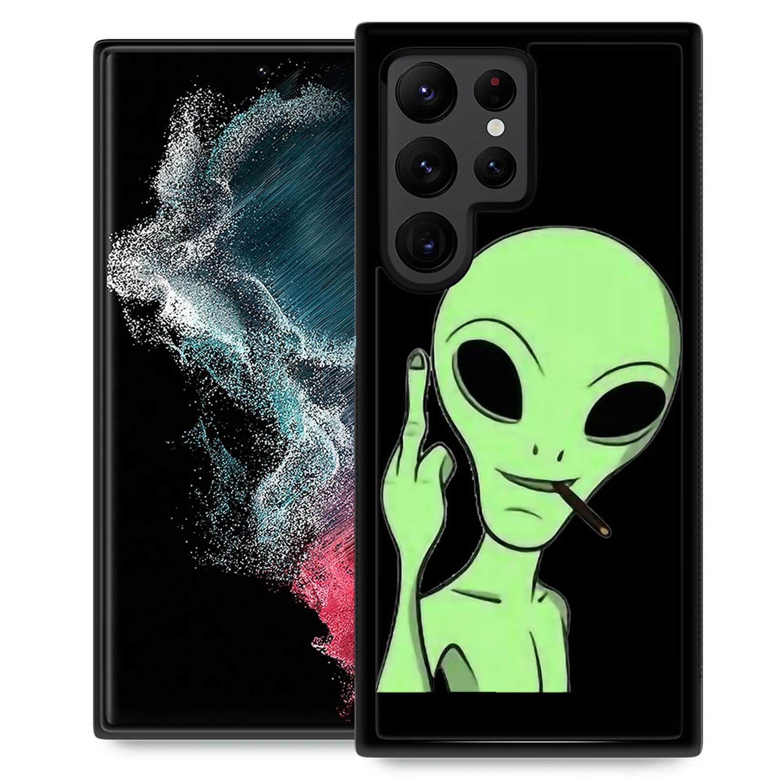 Goodsprout Samsung Galaxy S22 Ultra Case - Green Smoking Alien Design, Shockproof TPU Bumper Protective Cover for 6.8'' Screen | Perfect for Daily Use, Travel & Outdoor Activities