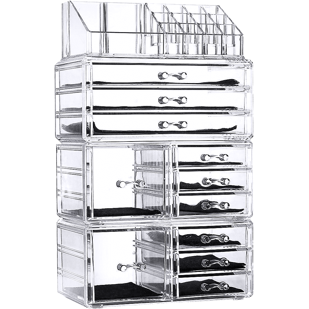 11-Drawer Clear Acrylic Organizer Tower for Makeup & Jewelry Storage - Luxury Display Cabinet for Vanity, Bathroom & Dressing Room Organization