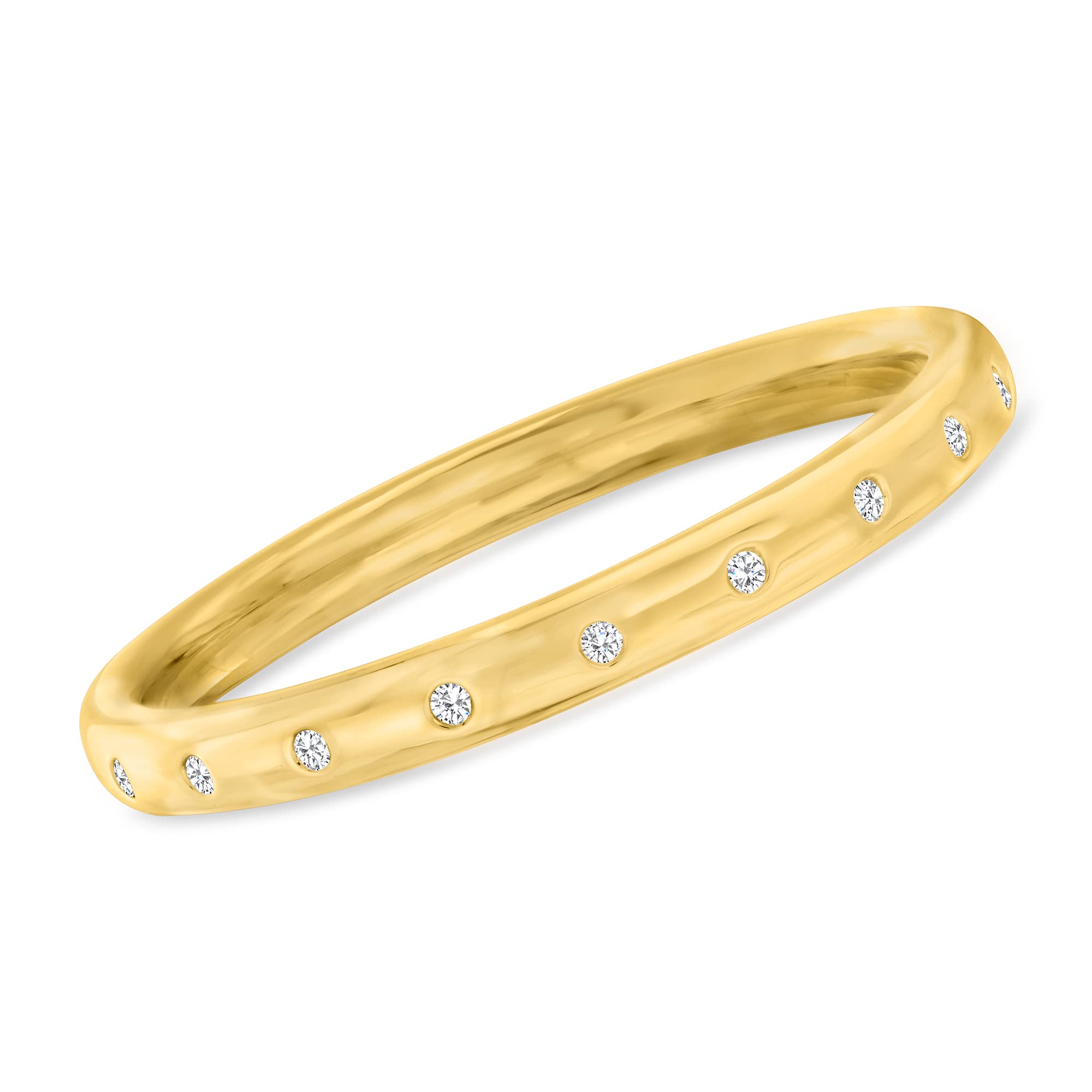 Ross-Simons Italian Andiamo 4.60 Carat Total Weight CZ Bangle Bracelet in 14K Yellow Gold Over Resin - Elegant Jewelry for Parties, Weddings & Special Occasions
