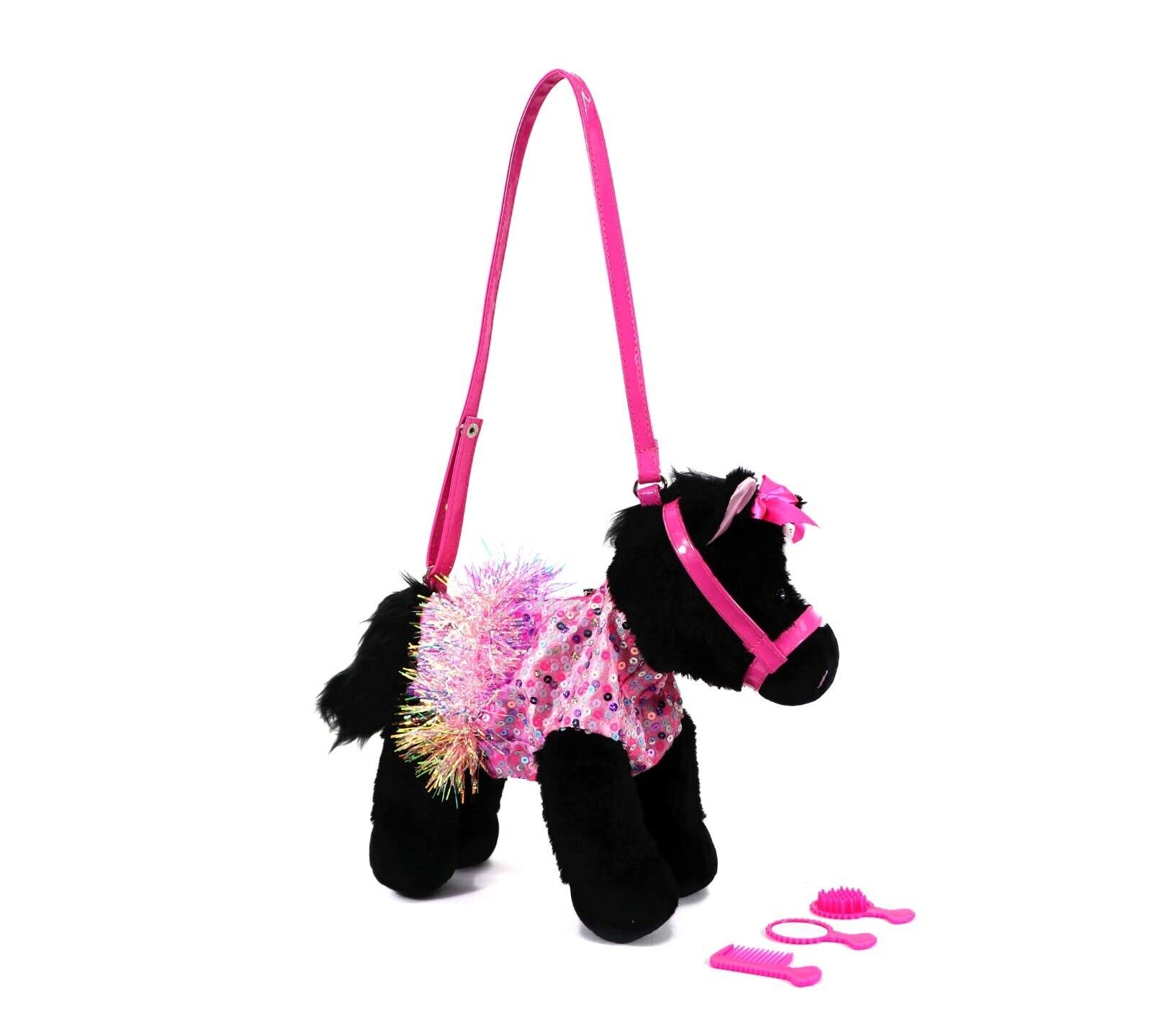 Poochie And Co Plush Animal Shaped Purse for Little Girls, Cute Kids Fashion Handbag, Toy Hand Bag for School, Parties & Playdates