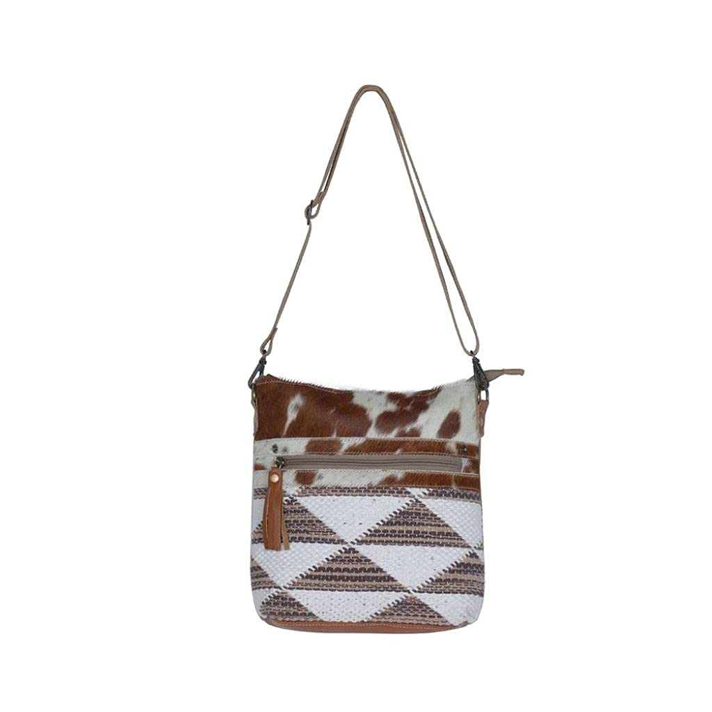 Myra Bag Dusky Triangles Small Crossbody Bag - Upcycled Vegan Leather Purse for Women | Perfect for Travel, Work & Everyday Use
