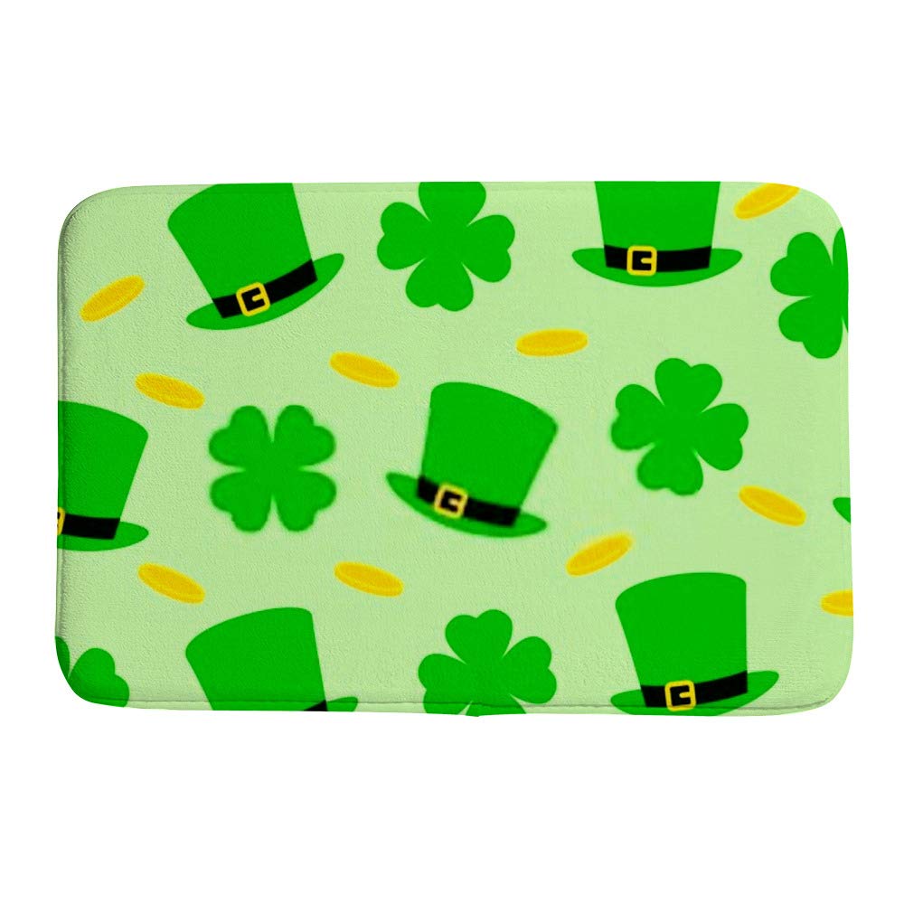 St. Patrick's Day Bath Mat - Soft Coral Fleece Non-Slip Doormat for Bathroom, Living Room & Kitchen - Shamrock Decor Home Accessories - Perfect for Holiday Decorations & Everyday Use