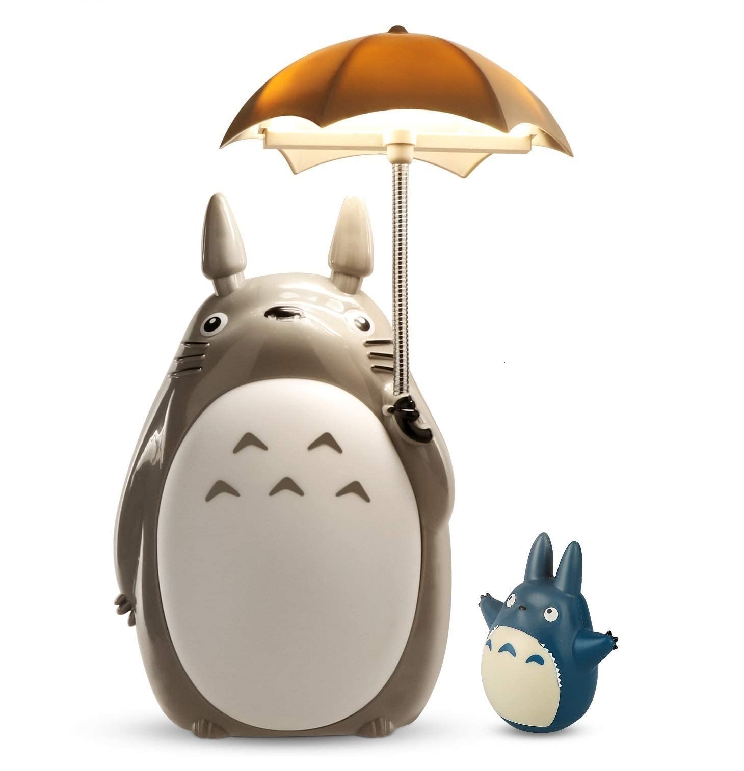 Awaiymi Totoro LED Night Light & Umbrella - Cute My Neighbor Totoro Character Lamp with USB Charging (White Belly) + Bonus Totoro Tumbler - Perfect for Kids' Room, Nursery Decor, and Anime Gift