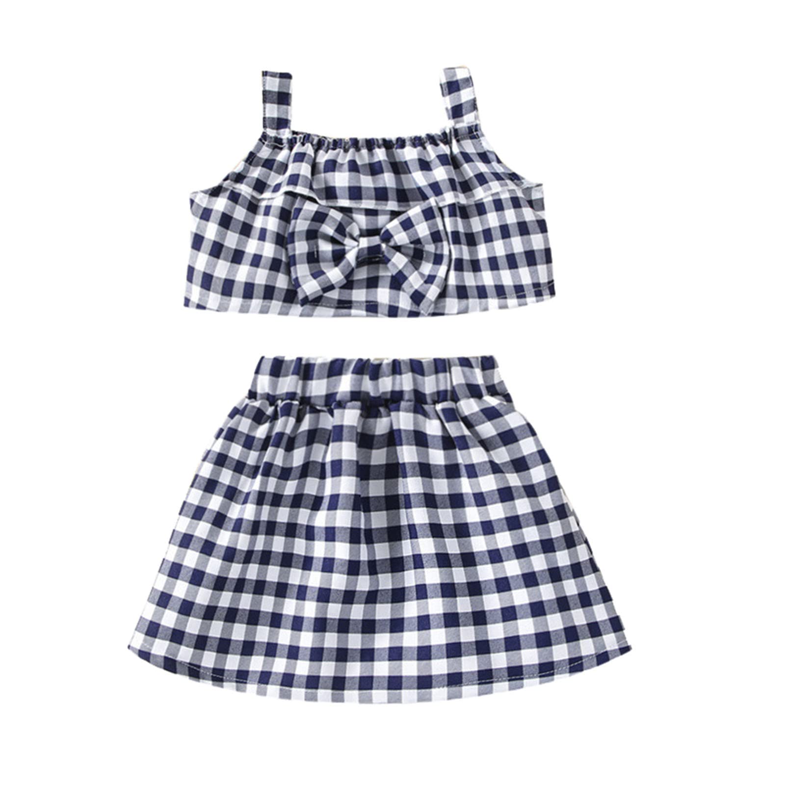 Toddler Girls' Casual Plaid Print Sleeveless Suspenders Top - Cute Beach Outfit for Baby & Kids - Perfect for Summer Playdates, Vacations & Photo Shoots