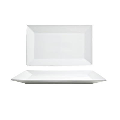 FOH Kyoto White Rectangle Ceramic Plate 14 x 9 Inches - Elegant Dining Tableware for Restaurants, Home Dinner Parties & Special Occasions