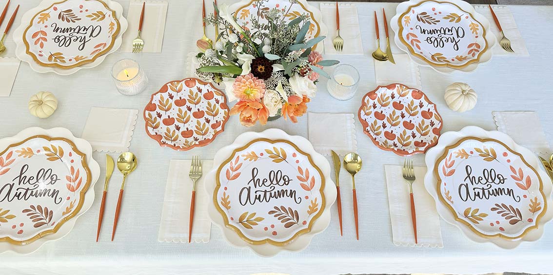 Hello Autumn Table Setting - Elegant Fall Table Decor for Thanksgiving & Dinner Parties | Perfect for Seasonal Home Decor & Holiday Gatherings