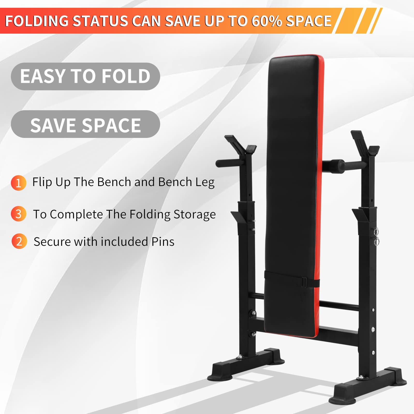YRLLENSDAN Adjustable Weight Bench with Squat Rack - Multi-Purpose Folding Home Gym Equipment for Full Body Training, Strength Exercises & Barbell Workouts - Perfect for Home Fitness, Strength Training & Muscle Building (Black)