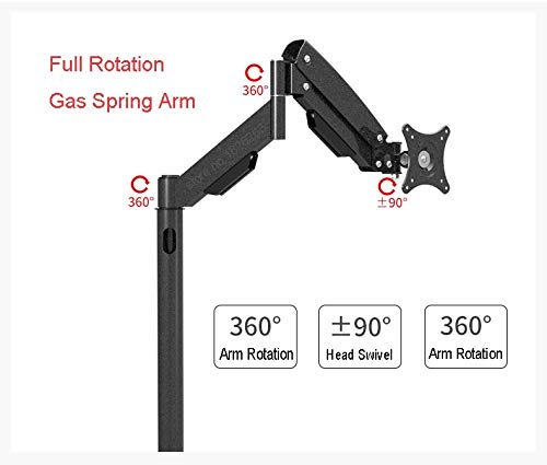 Premium Adjustable Gas Spring Floor Stand for 13-27 Inch LCD Monitors & TVs - Heavy Duty Single Monitor Mount Holds up to 22 lbs (10kg) - Perfect PC Stand for Home Office, Gaming Setup, or Living Room Sofa Side Placement