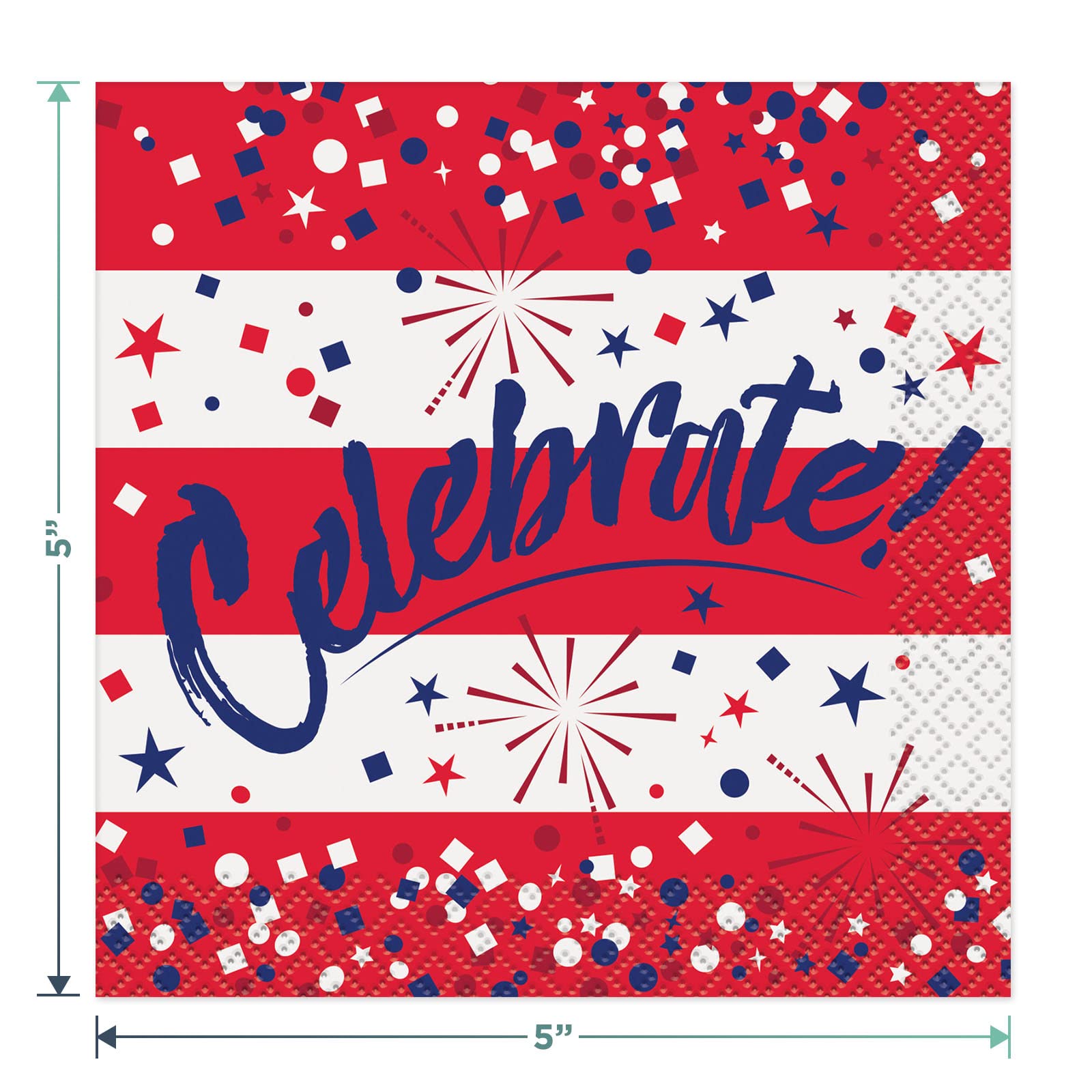 Red White and Blue Patriotic Cocktail Napkins - Set of 64 Beverage Napkins with 4 Americana Designs | Perfect for 4th of July Parties, Memorial Day BBQs & Independence Day Celebrations