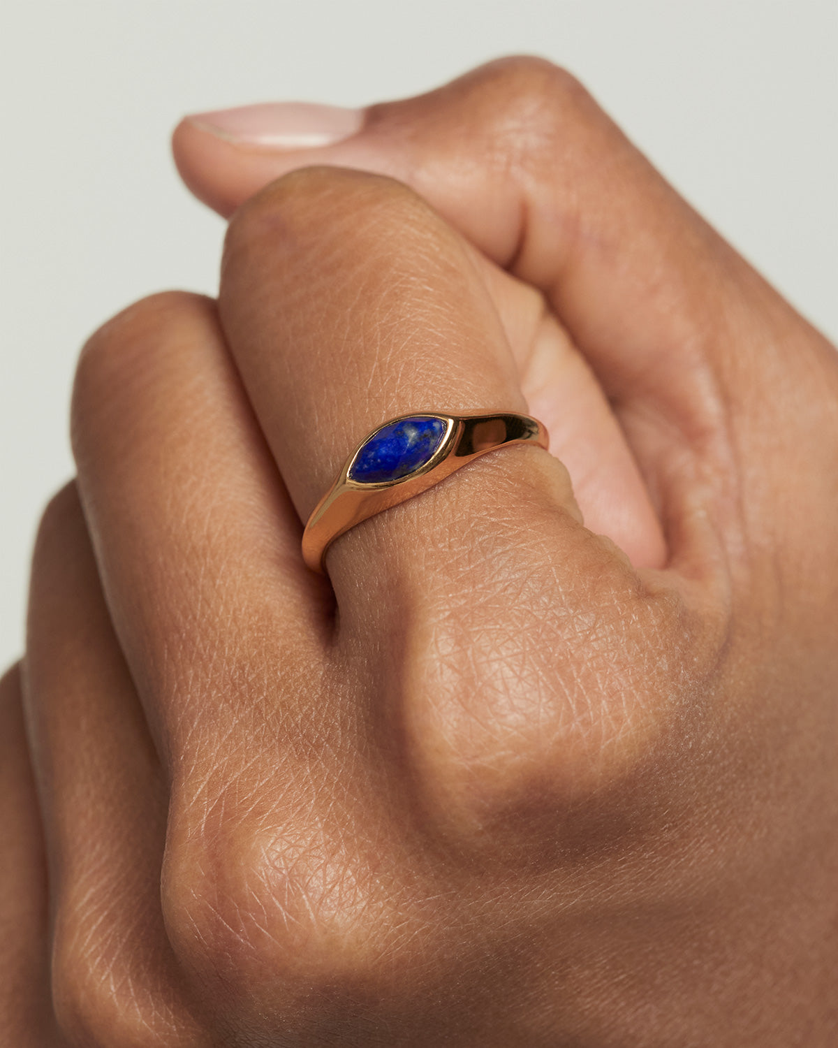 GRID 6 Nomad Lapis Lazuli Stamp Ring - Handmade Bohemian Jewelry for Women - Perfect for Festival, Travel & Everyday Wear