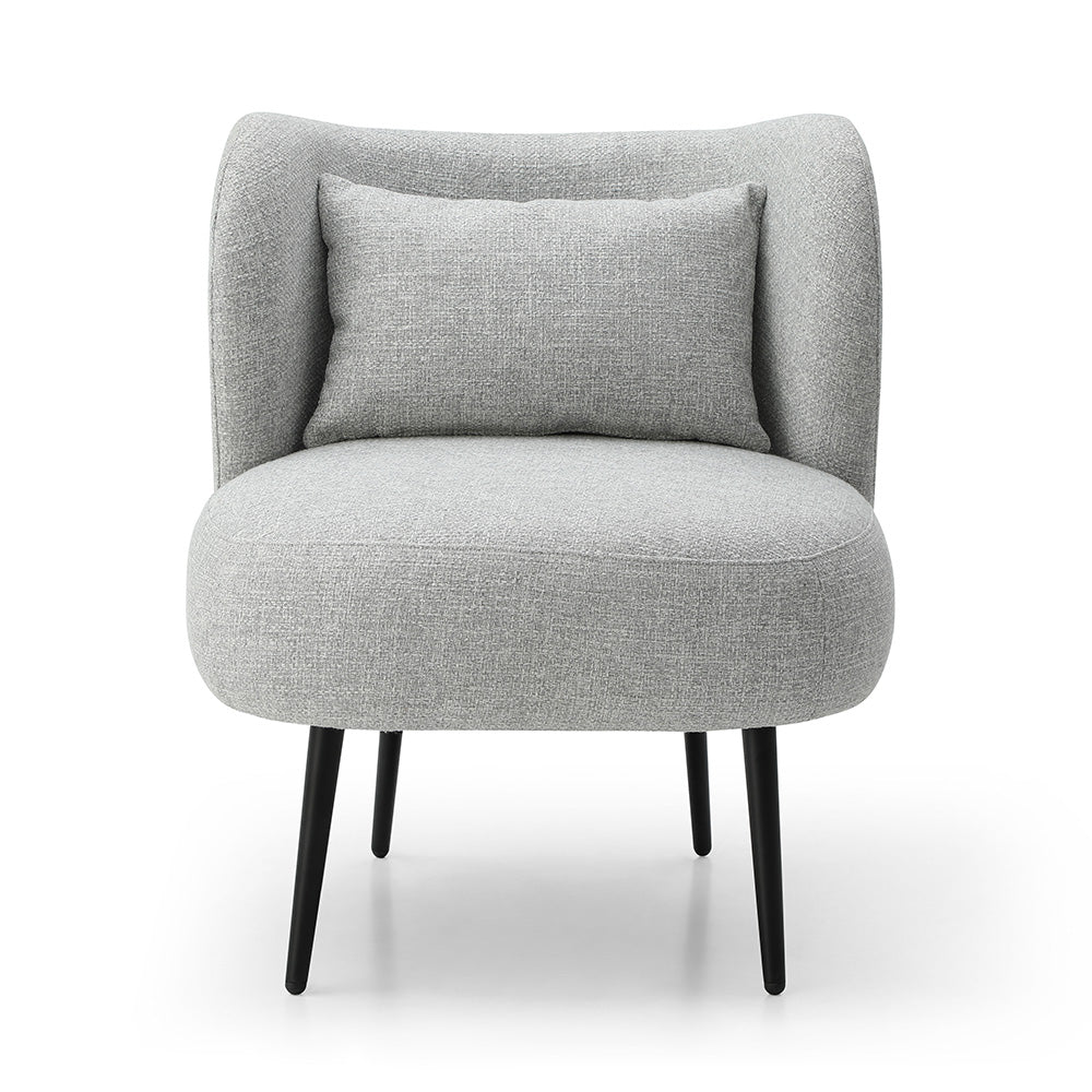 SASHA Lounge Chair - Modern Light Grey & Black Accent Recliner for Living Room, Bedroom, or Office - Comfortable Upholstered Armchair with Sturdy Metal Legs - Perfect for Relaxing, Reading, or Watching TV