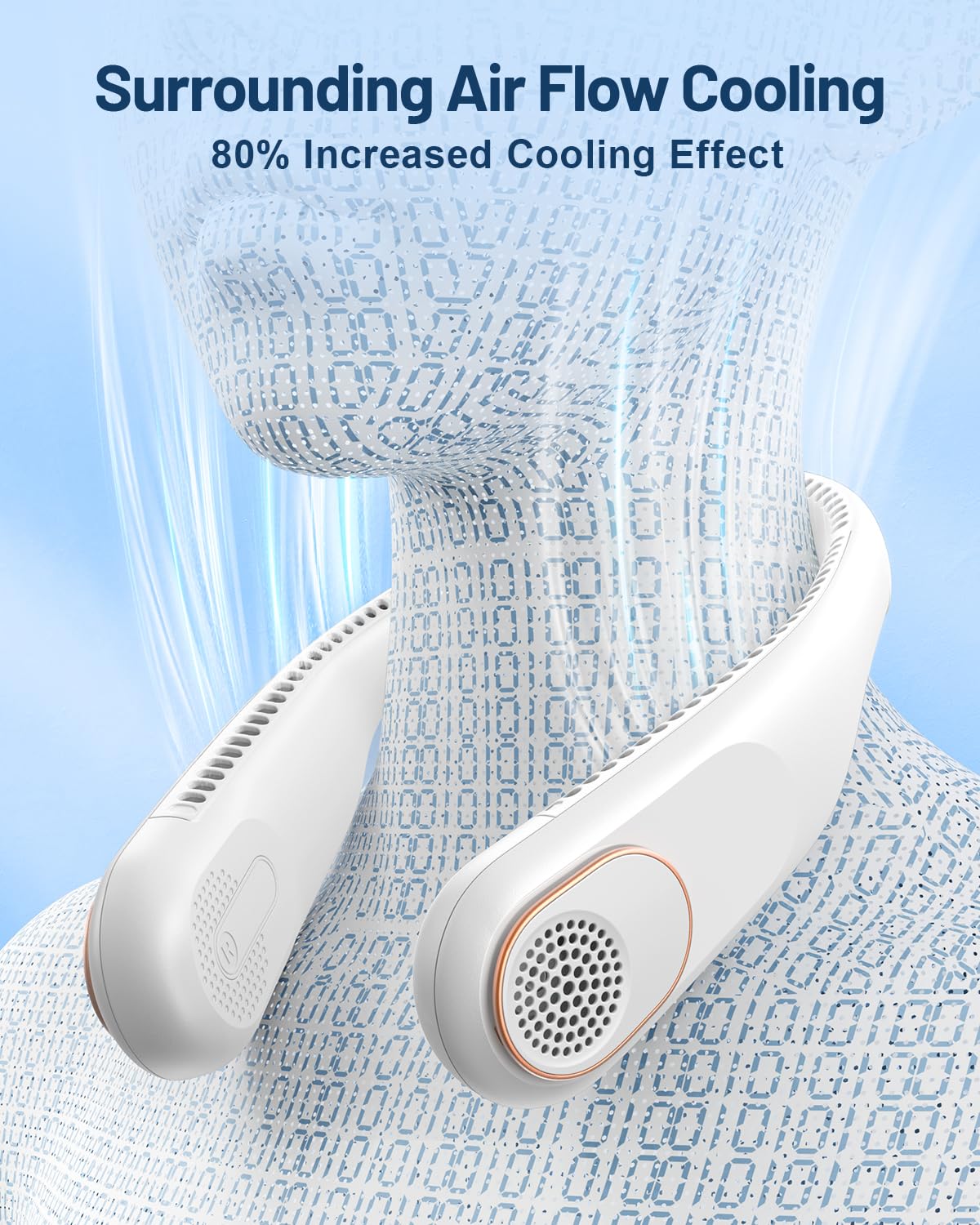 SWEETFULL 360° Bladeless Neck Fan - Portable USB Rechargeable Personal Cooling Fan with 4000mAh Battery | Hands-Free Wearable Fan for Outdoor, Office, Travel, Gym | Perfect Gift for Men, Women, Mom and Dad