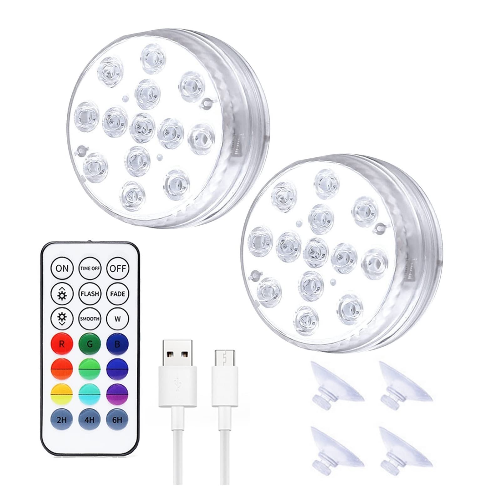 13 LED Underwater Pond Lights - USB Rechargeable IP68 Waterproof Pool Lighting for Swimming Pools, Aquariums, Vases & Bathtubs | Perfect for Night Swimming, Aquarium Decoration & Relaxing Spa Atmosphere