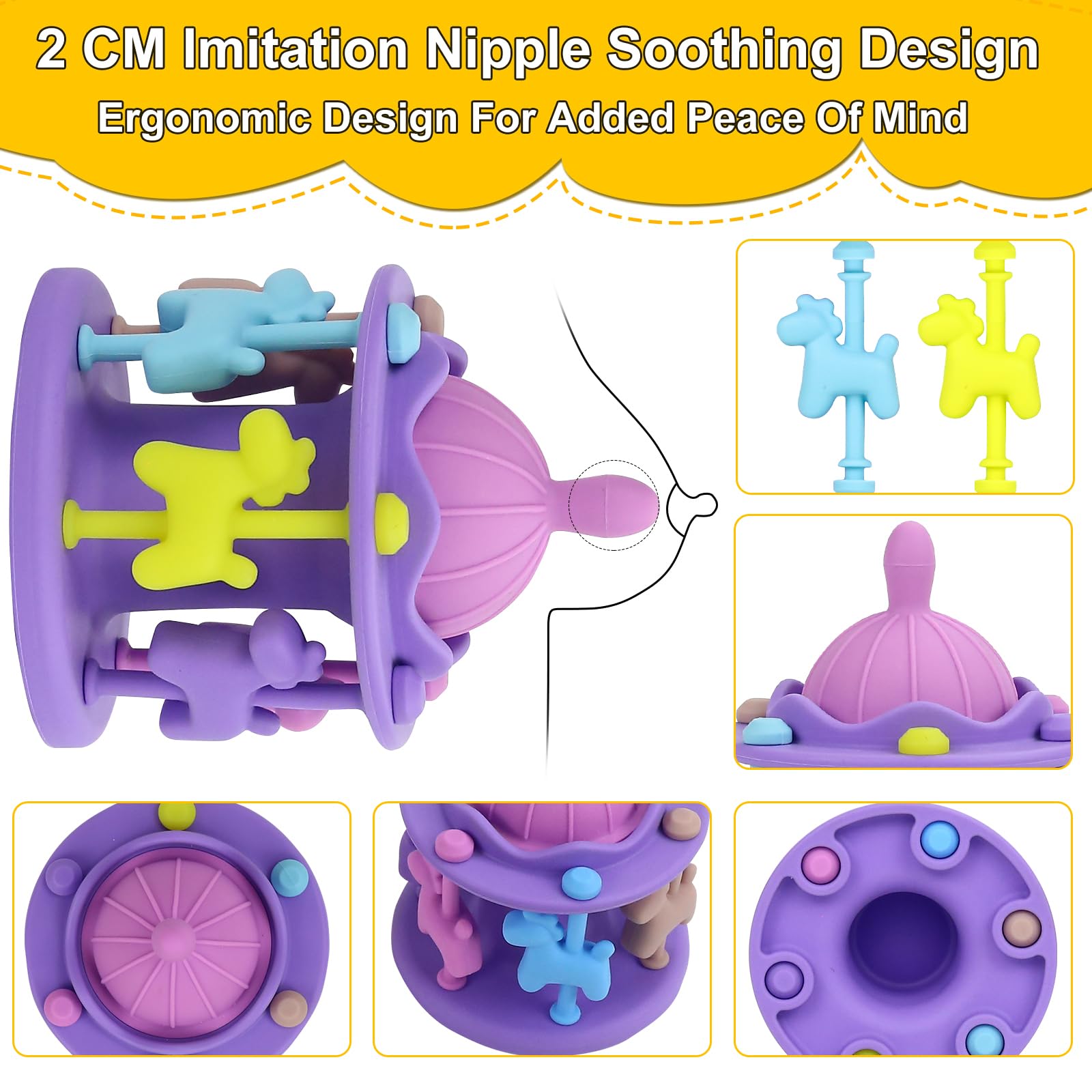 DDMY Baby Teether Toy - Safe Silicone Rattle for 0-12 Months | Soothing Teething Relief | Perfect Gift for Infants