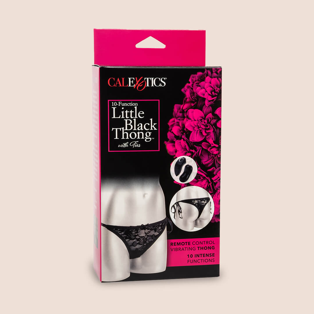Remote Controlled Vibrating Lingerie - Little Black Thong with Adjustable Ties | Perfect for Couples Play, Long Distance Relationships & Spicy Date Nights
