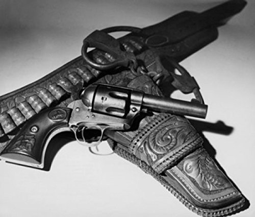 44 Caliber Colt Revolver & Gun Holster Close-Up Poster Print (24x36 Inches) - Perfect for Western Decor, Man Cave, and Shooting Range Wall Art