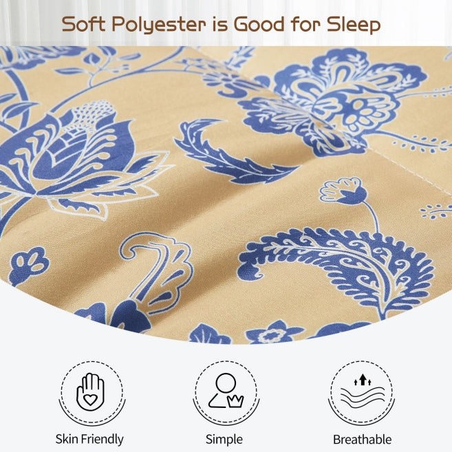 MAXYOYO 6-Inch Extra Thick Floor Futon Mattress - Blue Floral Paisley Pattern - Foldable Guest Bed for Small Spaces, Dorm Room, Camping & Home Use