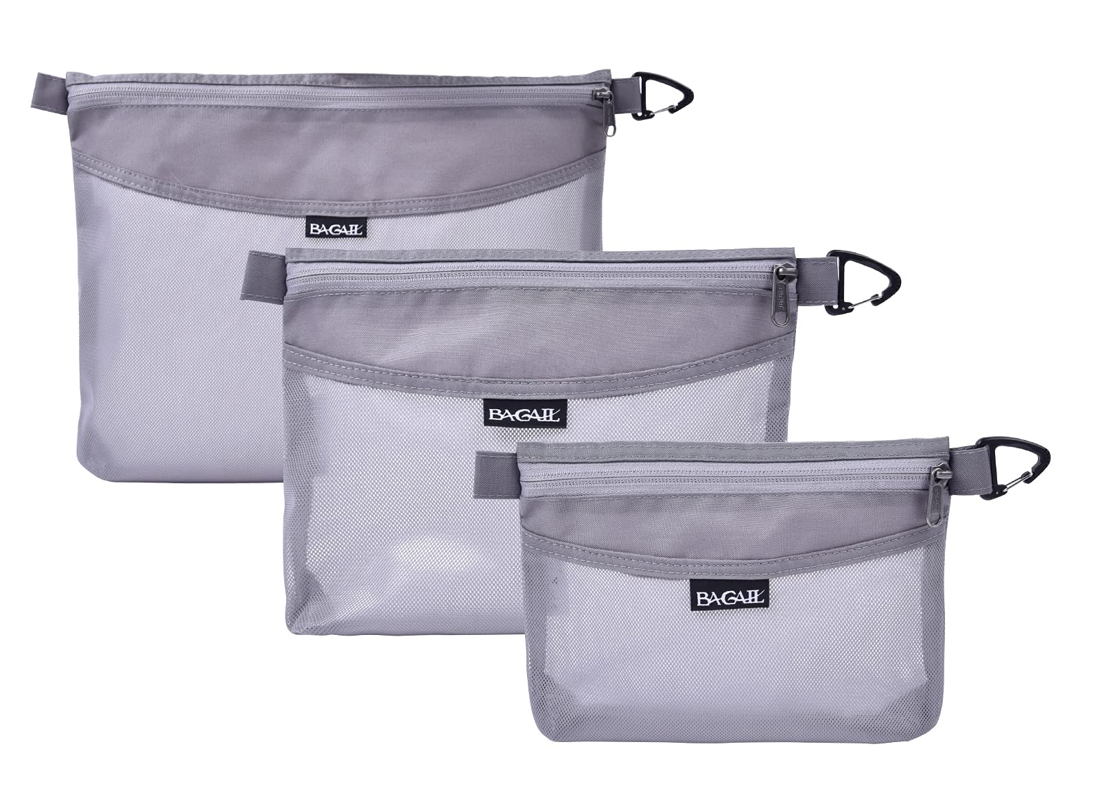 Bagail Ultralight Zipper Pouch - Waterproof Travel Organizer for Toiletries, Documents & Electronics (Grey) - Perfect for Airplane Carry-On, Camping & Business Trips