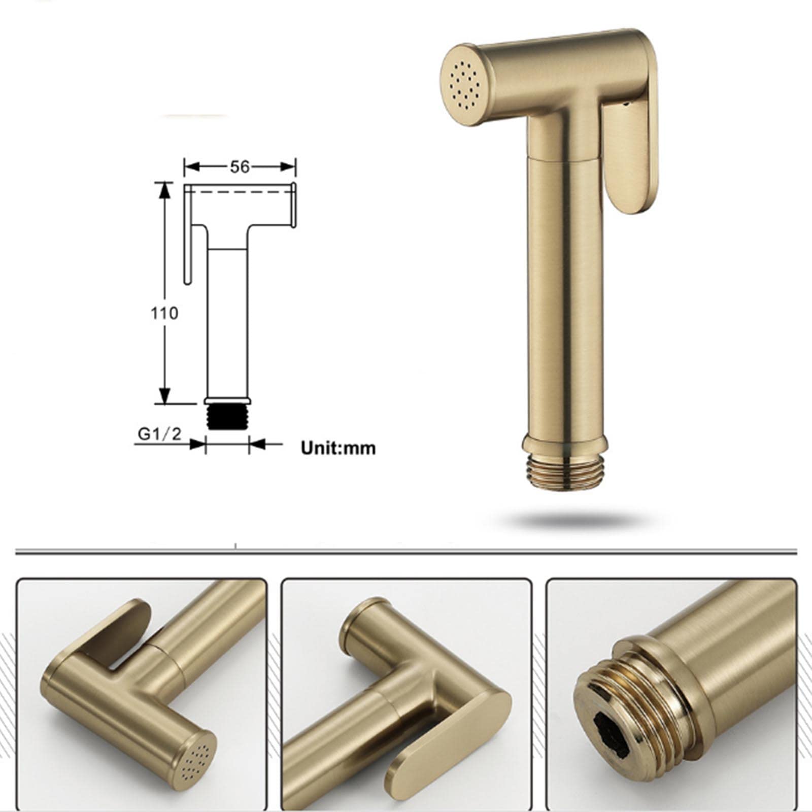Handheld Bidet Sprayer - Brass Cold Water Toilet Bidet Shower with Hose | Rose Gold & Chrome Options | Perfect for Toilet Cleaning, Baby Diaper Rinsing & Personal Hygiene