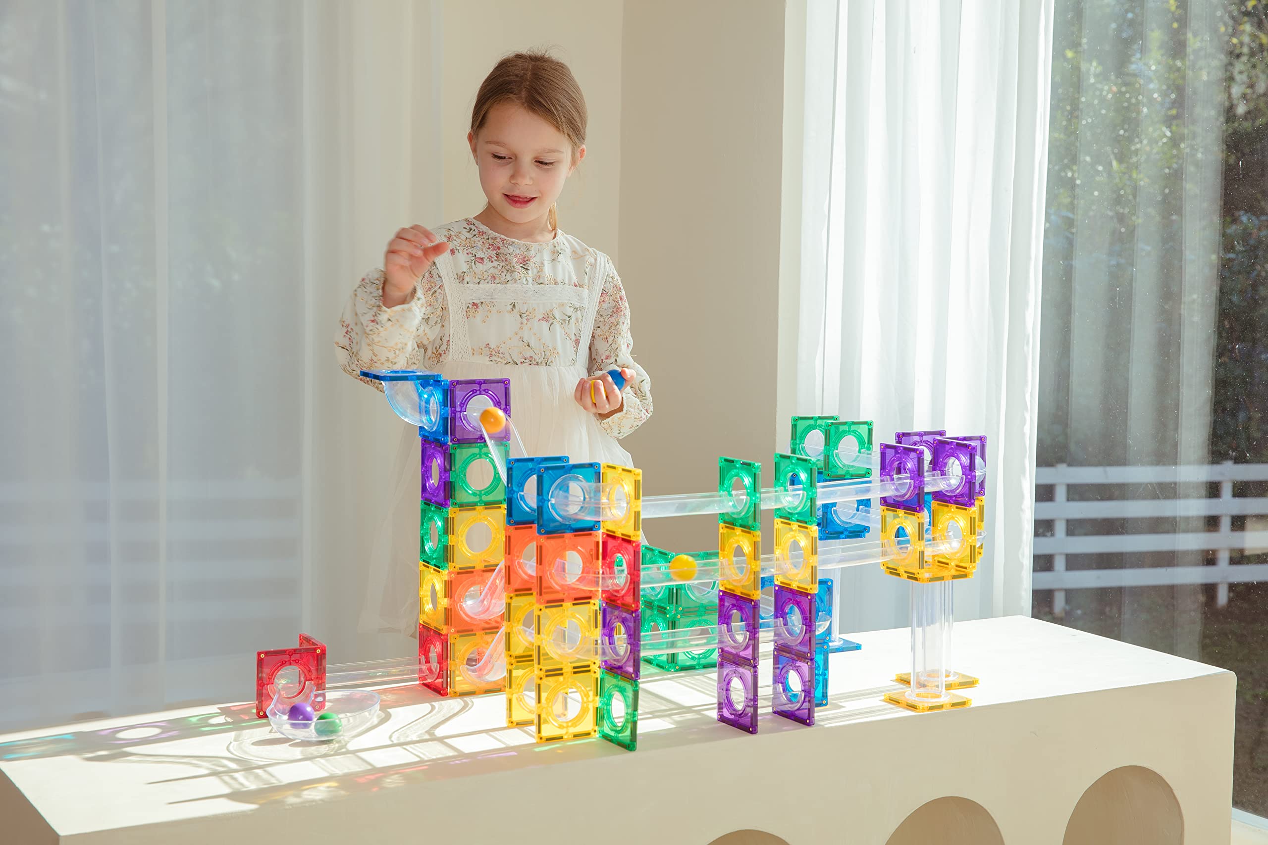 Premium Magnetic Building Tiles Set - 100PCS STEM Educational Toys for Kids Ages 3-10 | Safe & Strong Magnets for Creative Construction Play | Perfect for Classroom, Home Learning & Birthday Gifts