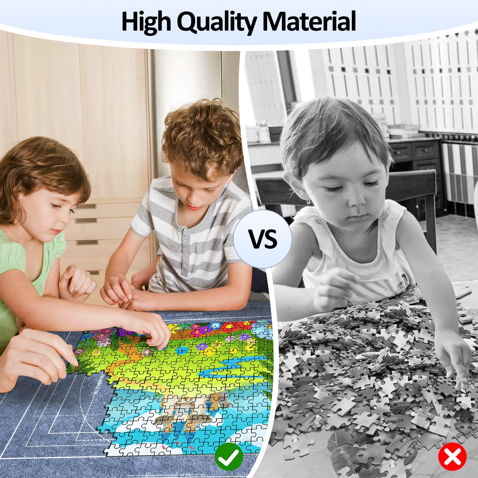VFANDV Puzzle Mat Roll-Up Storage for 1000 1500 2000 Piece Puzzles - Portable Felt Puzzle Mat with 4 Sorting Trays for Adults & Kids - Perfect for Home, Travel, and Puzzle Organization