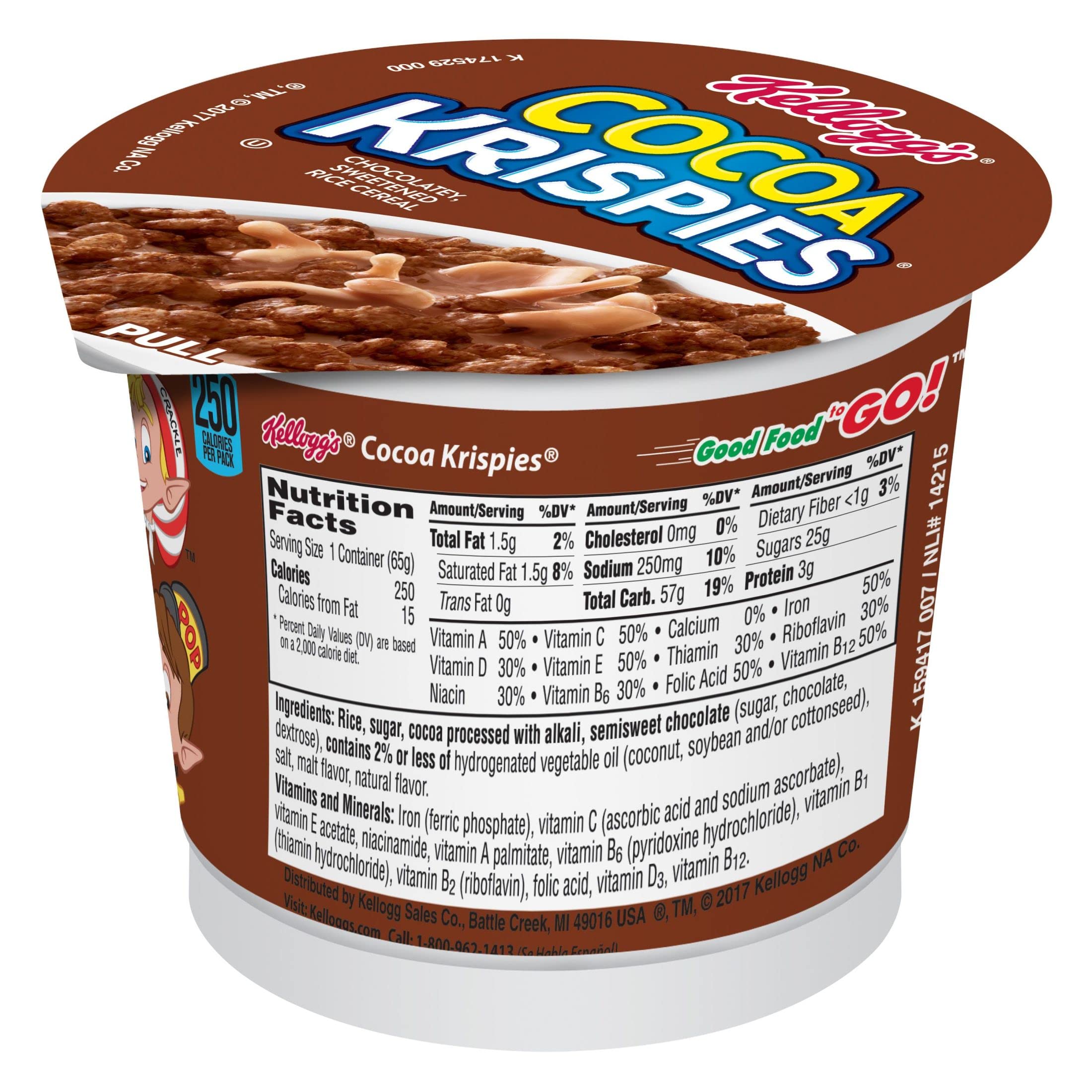 Kellogg's Cocoa Krispies Breakfast Cereal Cups - 12 Pack (27.6oz) | Chocolate Flavored Kids Snacks | Portable Cereal To Go | Perfect for School Lunches, Road Trips & Quick Breakfasts
