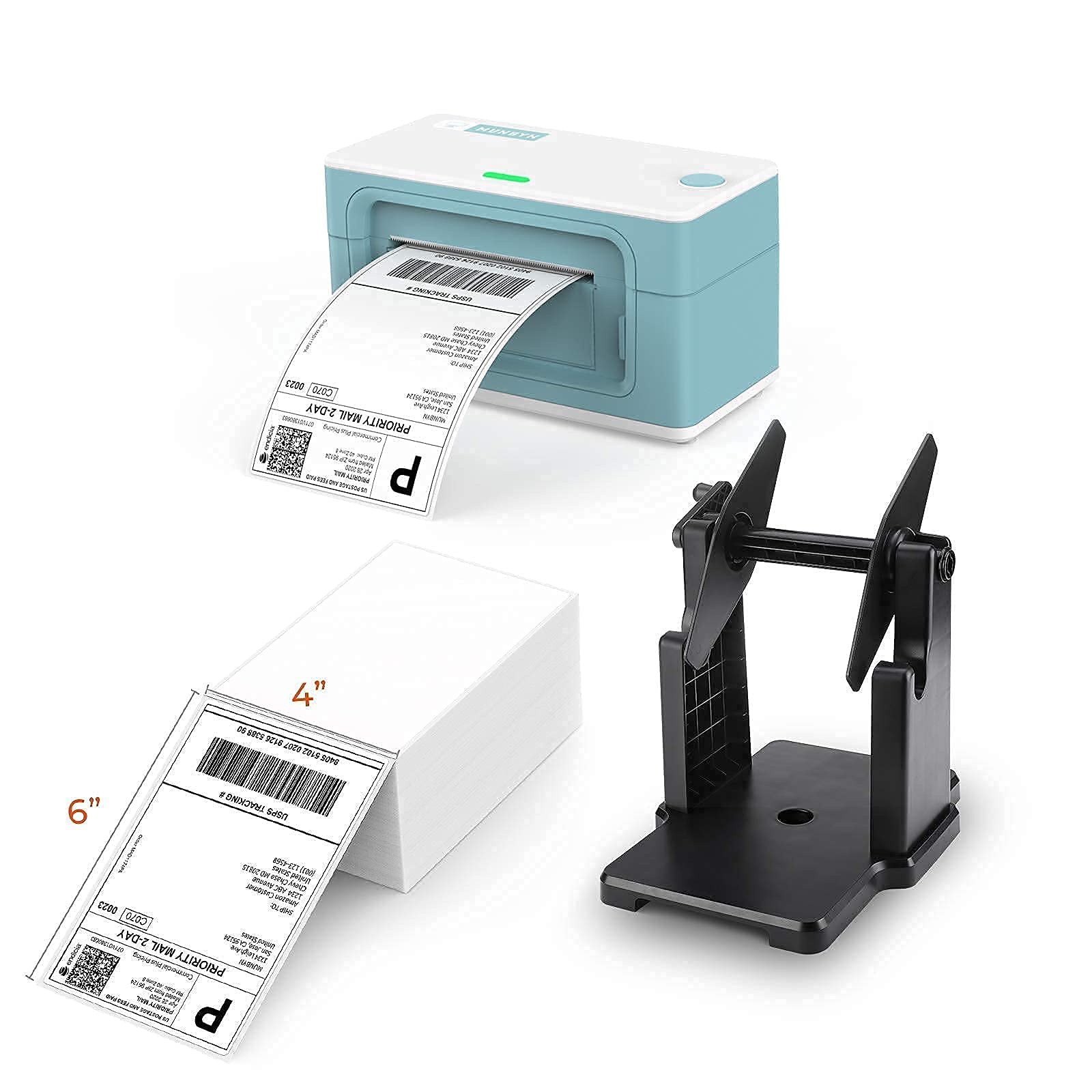 Munbyn Thermal Label Printer with 500 Labels & Paper Holder - Barcode Printer for Shipping Labels, Compatible with UPS, FedEx, Amazon, eBay, Etsy, Shopify - Perfect for E-commerce, Small Business & Home Shipping Needs