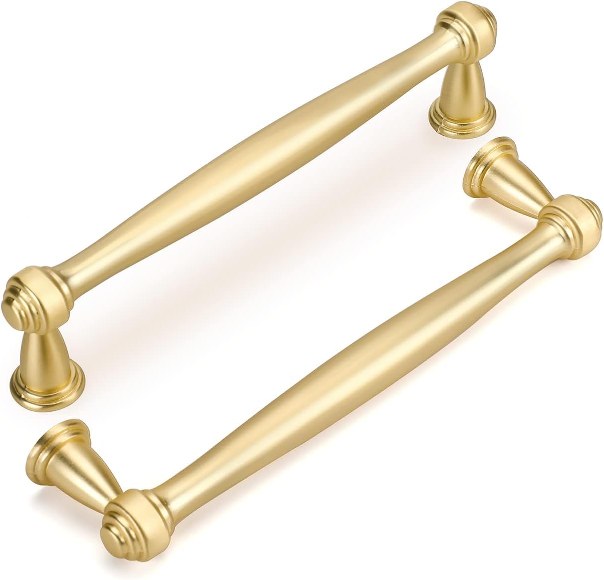 Goldenwarm 5 Inch Brushed Gold Cabinet Pulls - Solid Brass Drawer Handles for Kitchen & Dresser - Premium Gold Cabinet Hardware (5 Pack) - Perfect for Modern Kitchen Renovation & Furniture Upgrade