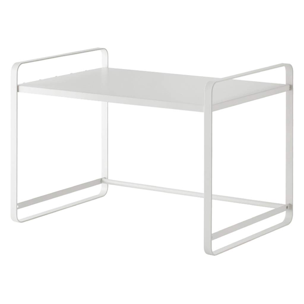 Stainless Steel Microwave Oven Rack - 2 Tier Kitchen Shelf Organizer with 6 Hooks for Countertop Storage | Space Saving White Microwave Stand for Utensils, Plates & Spices | Perfect for Small Kitchens & Apartment Living