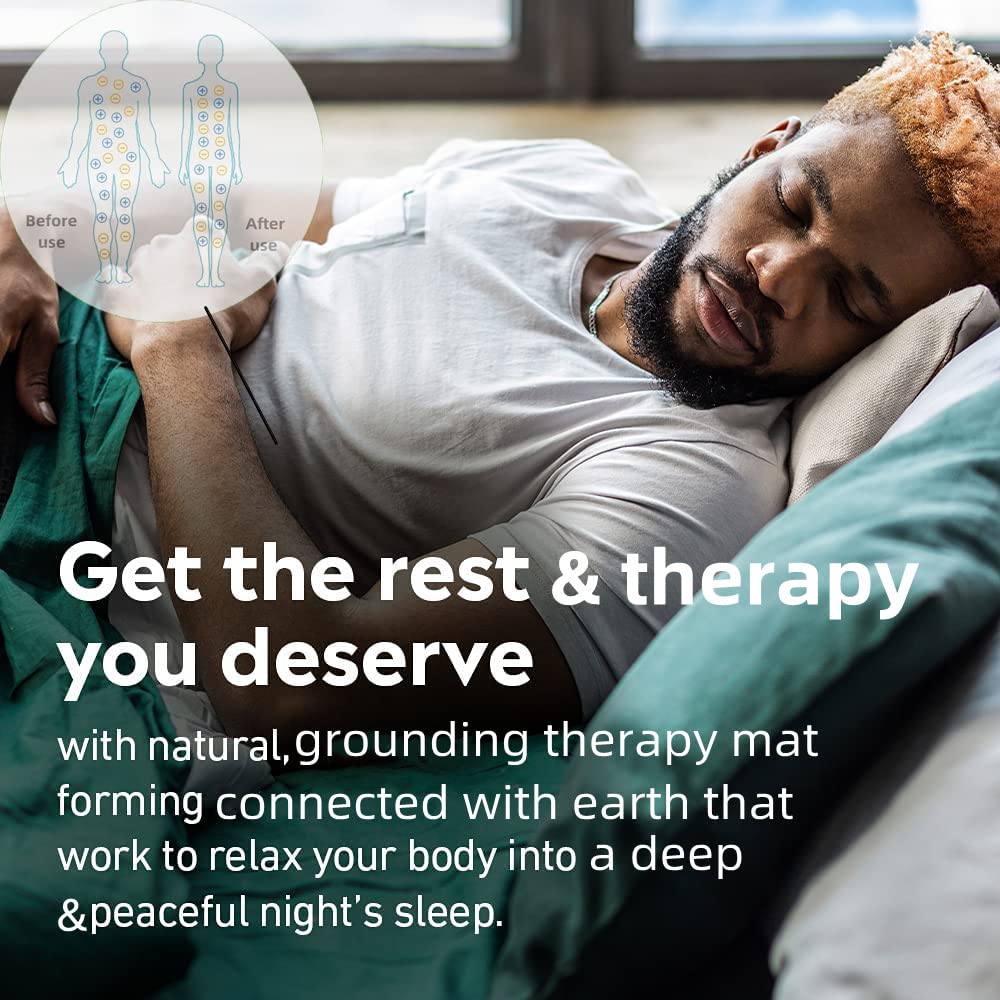 Premium Grounding Mat for Sleeping - 100% Conductive Carbon Leatherette Earthing Sheet with Perforated Design | Grounding Therapy Mat for Better Sleep & Stress Relief | Ideal for Home, Office & Travel Use
