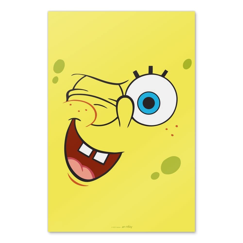 Spongebob Winking Face Wall Art Poster - Funny Cartoon Home Decor for Living Room, Bedroom & Office - 8x10 Inch Printed Picture Paper Décor
