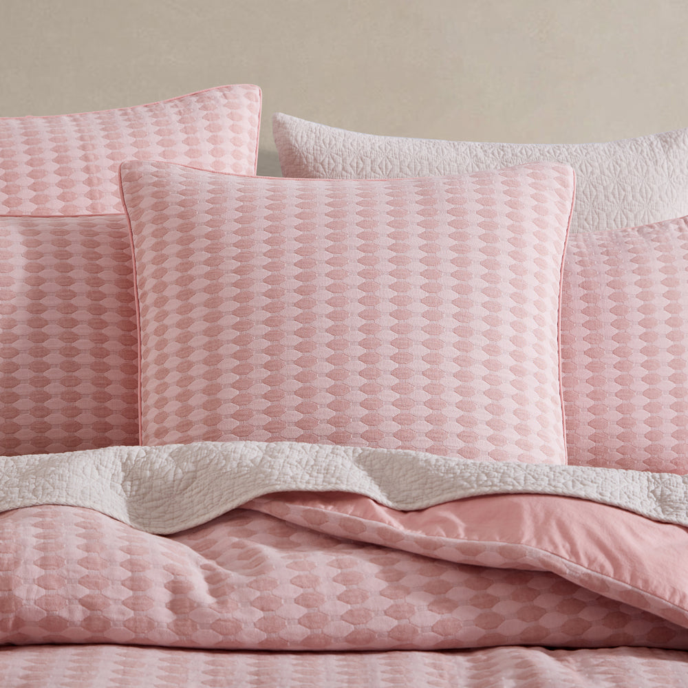 Premium Frankie Blush European Pillowcase - 100% Cotton Luxury Bedding for Home Decor | Perfect for Master Bedroom, Guest Room & Airbnb Styling