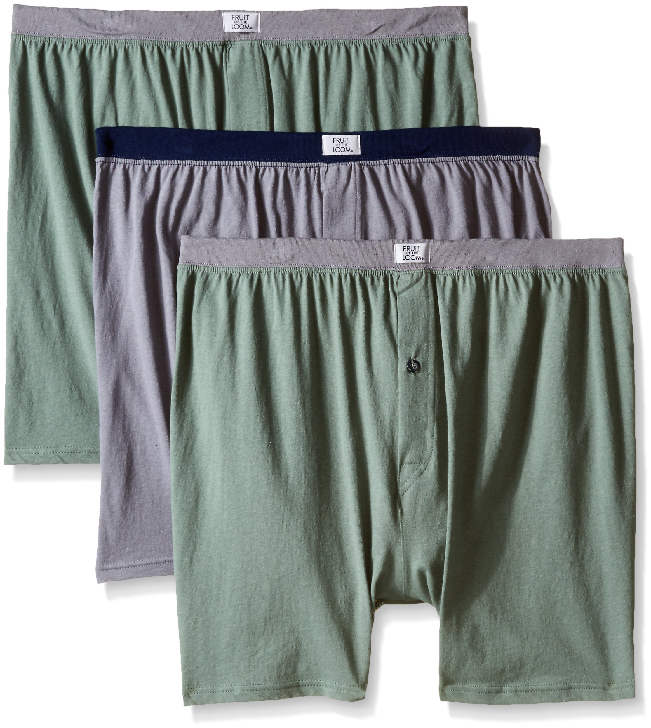 Fruit of the Loom Men's Soft Stretch Knit Boxer Briefs (3-Pack) - Breathable Cotton Underwear for Everyday Comfort & Active Lifestyles